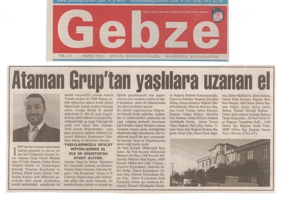 Oral Cenk Ataman - Ataman Group - Ya�l�lara Uzanan El - Gebze Gazetesi