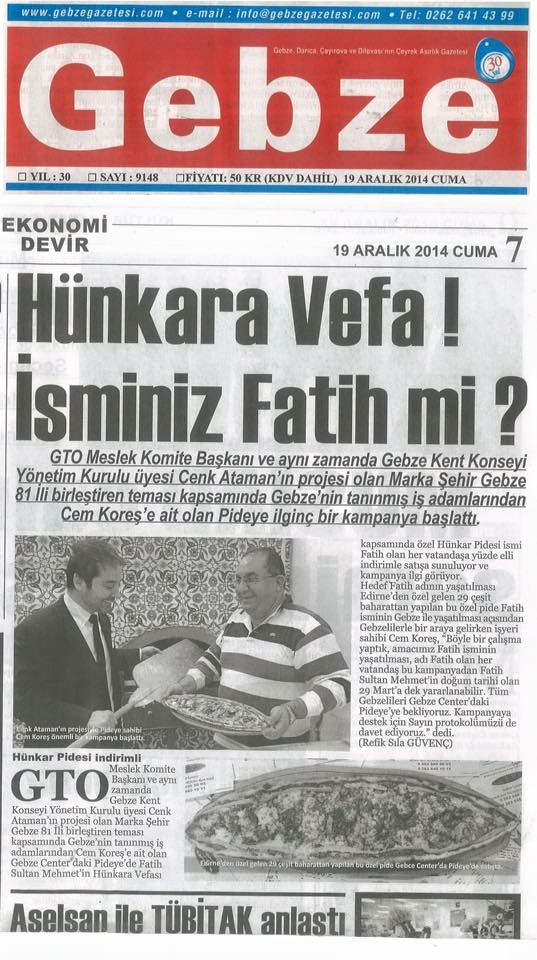 Oral Cenk Ataman - Ataman Group - Gebze Kent Konseyi - Gebze Gazetesi